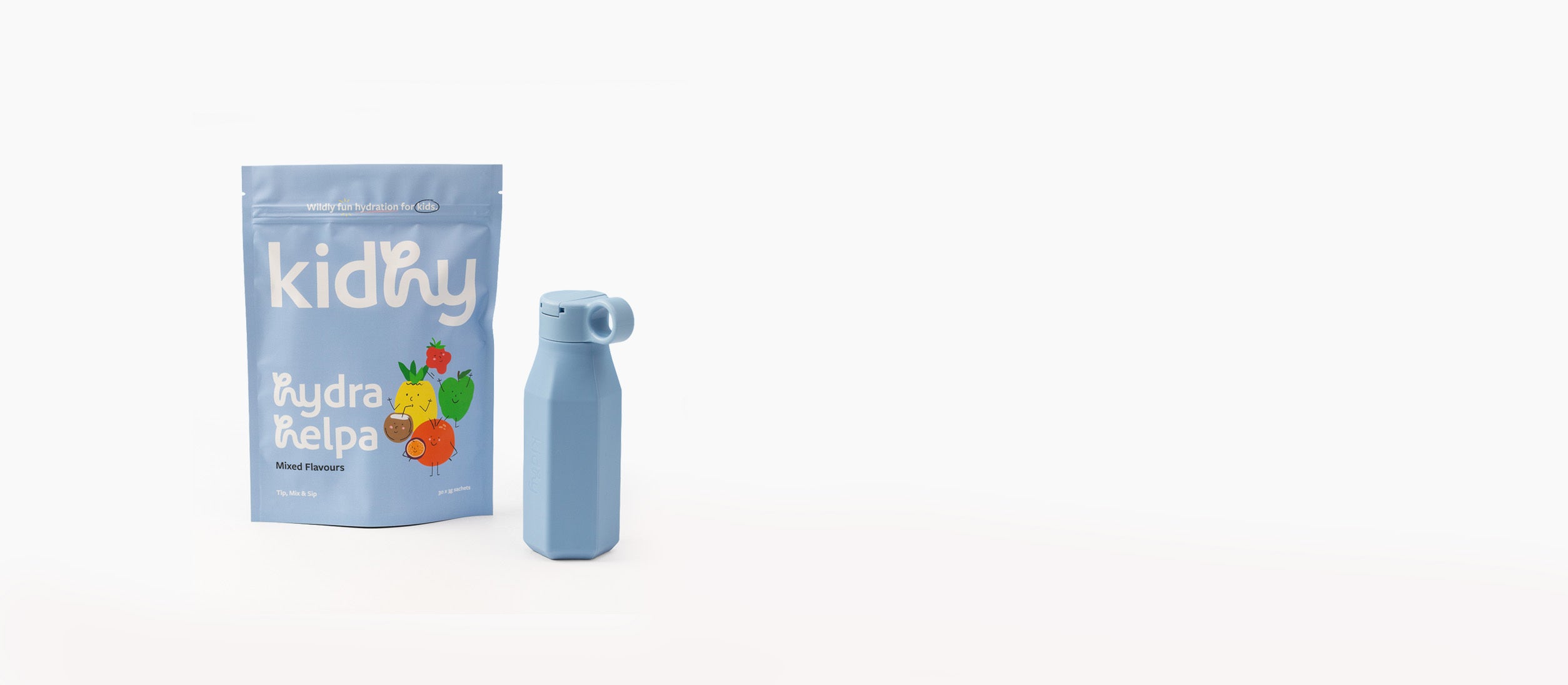 kidhy hydra helpa bundles with kids hydration drink and kidhy drink bottle